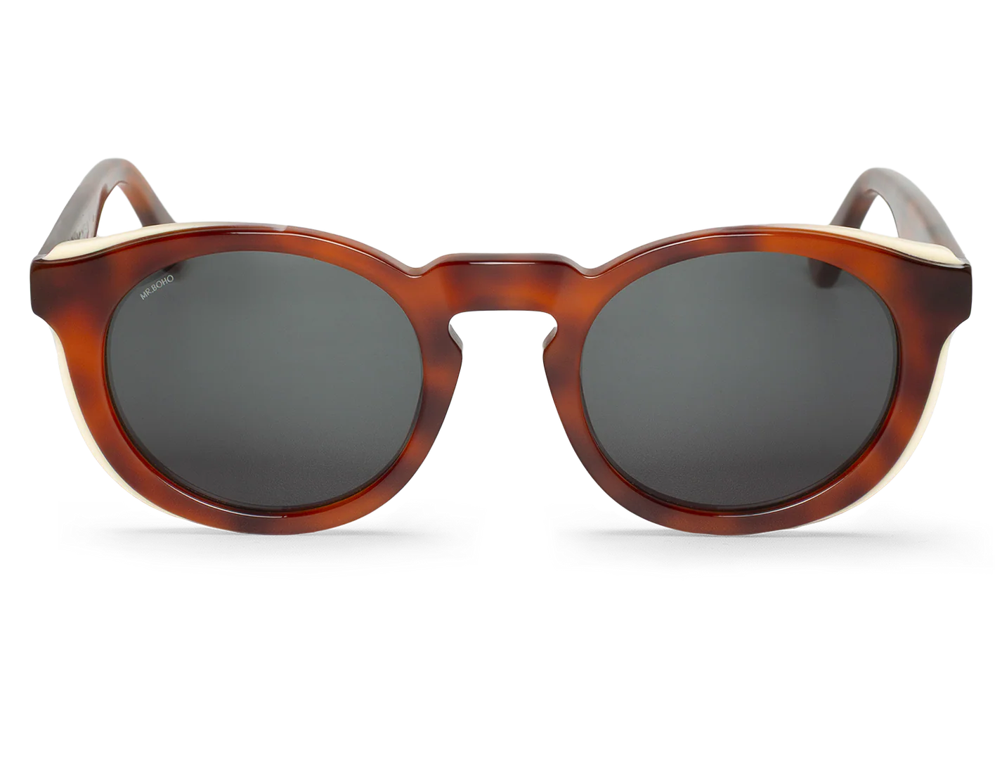 Gafas de sol Mr. Boho JORDAAN Manifesto vista frontal en carey cálido y crema con lentes oscuras