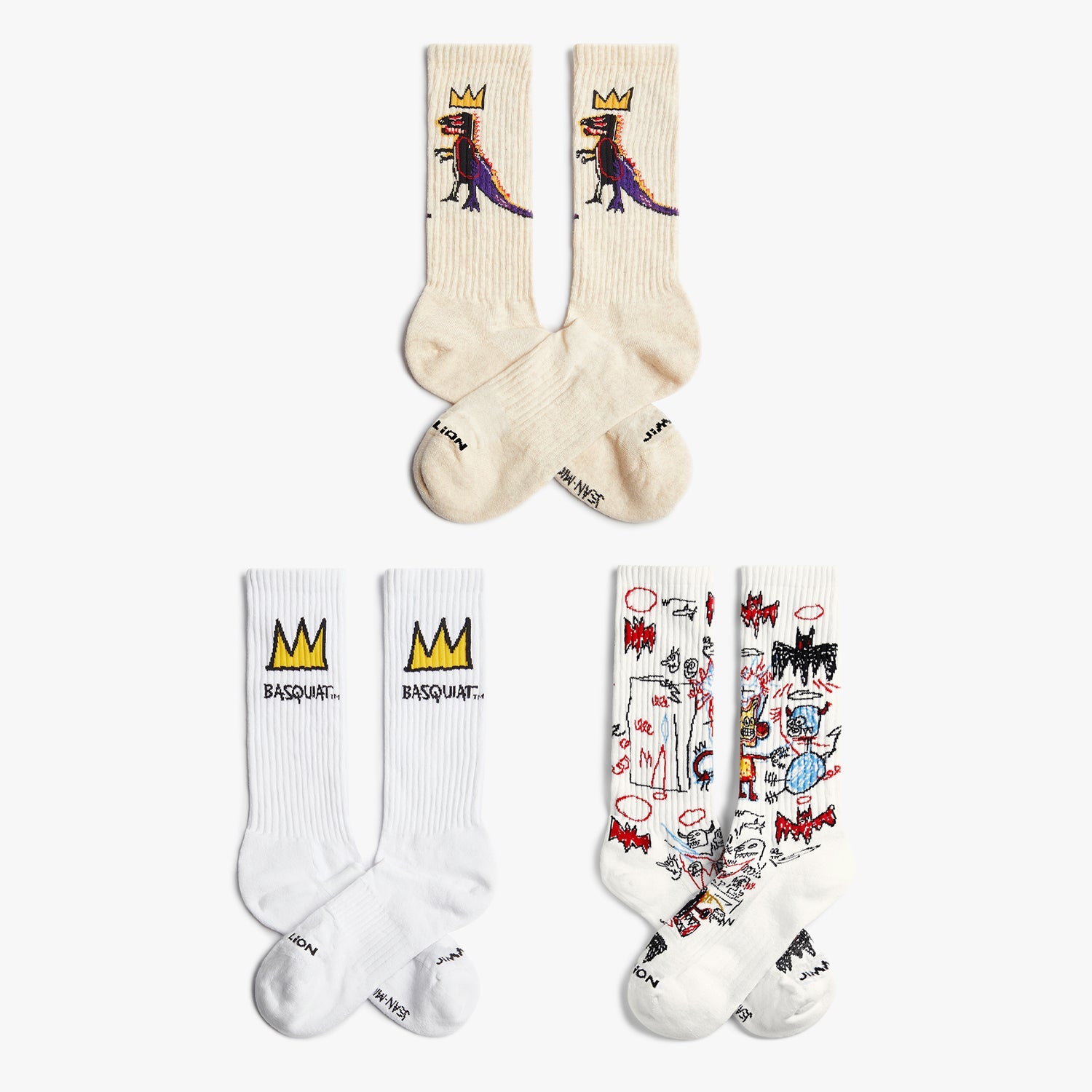 Calcetines del pack Jimmy Lion Athletic Basquiat, estampado artístico y original