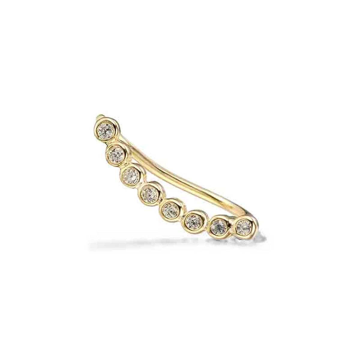 Pendiente Trepador Circonitas Pequeñas de Plata 925 en dorado, para la oreja derecha