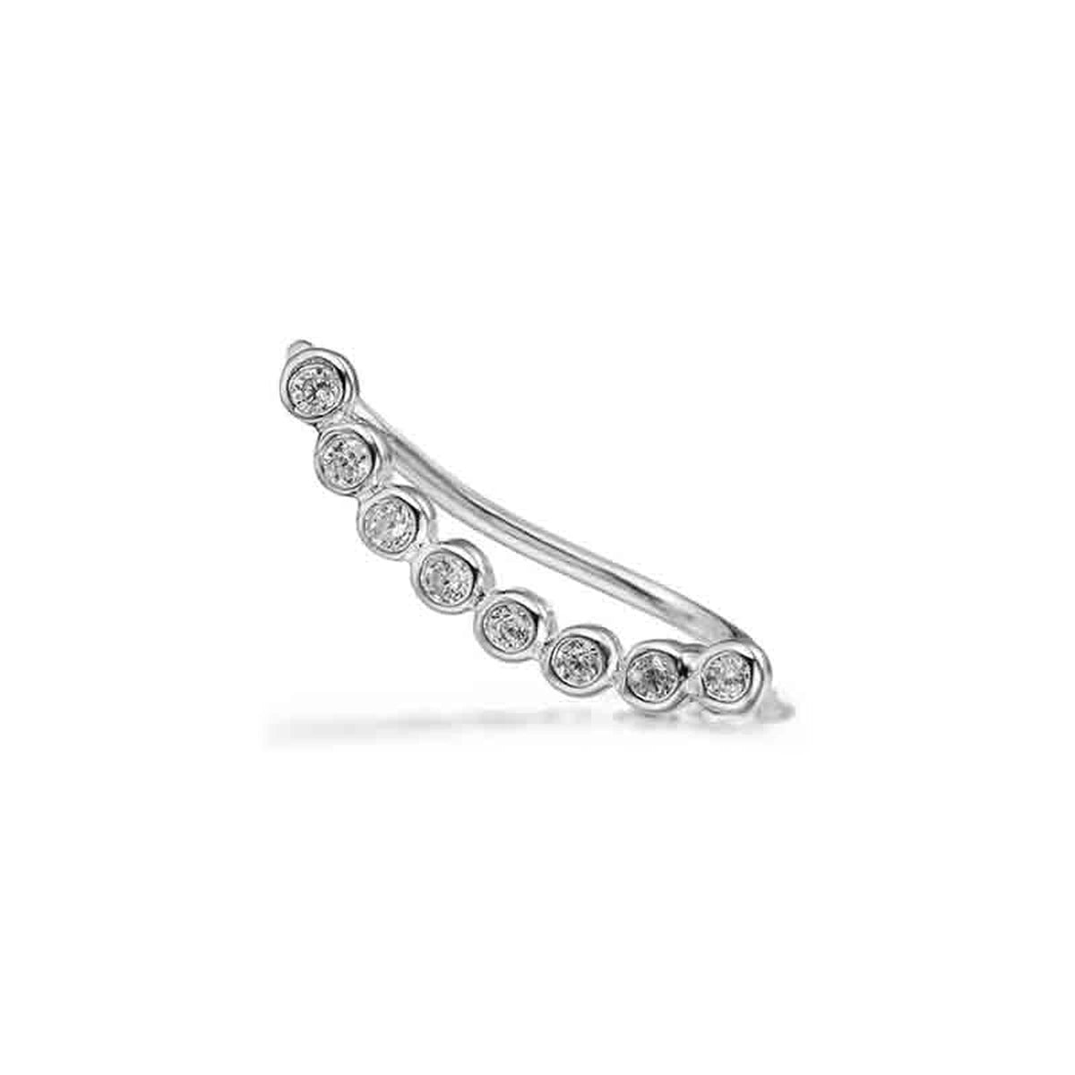 Pendiente Trepador Circonitas Pequeñas de Plata 925 en plateado, para la oreja derecha