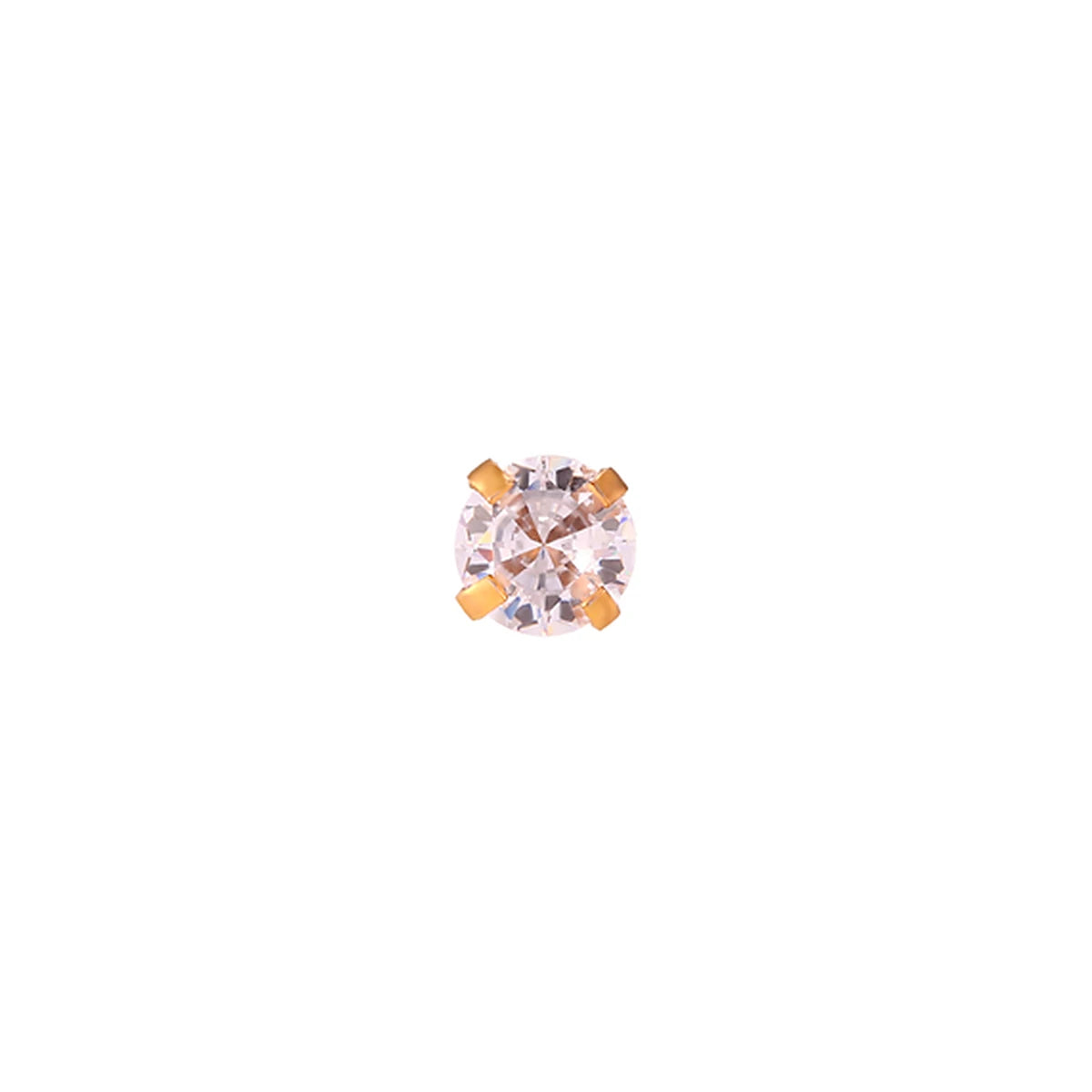 Pendiente Circonita Engarzada de Acero 316L en dorado, circonita blanca de 2 mm, de frente