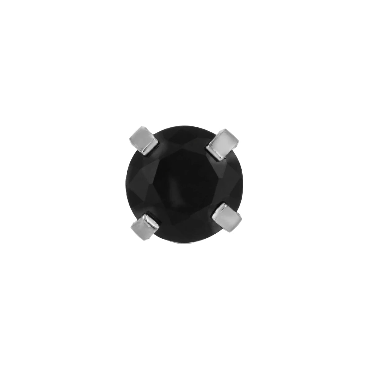 Pendiente Circonita Engarzada de Acero 316L en plateado, circonita negra de 2 mm, de frente