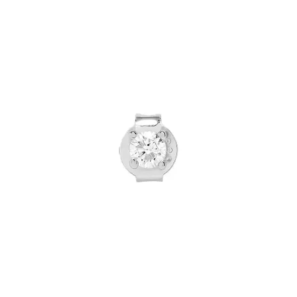 Pendiente Circonita Mini Engarzada 1,5 mm de Plata 925 en plateado, de frente