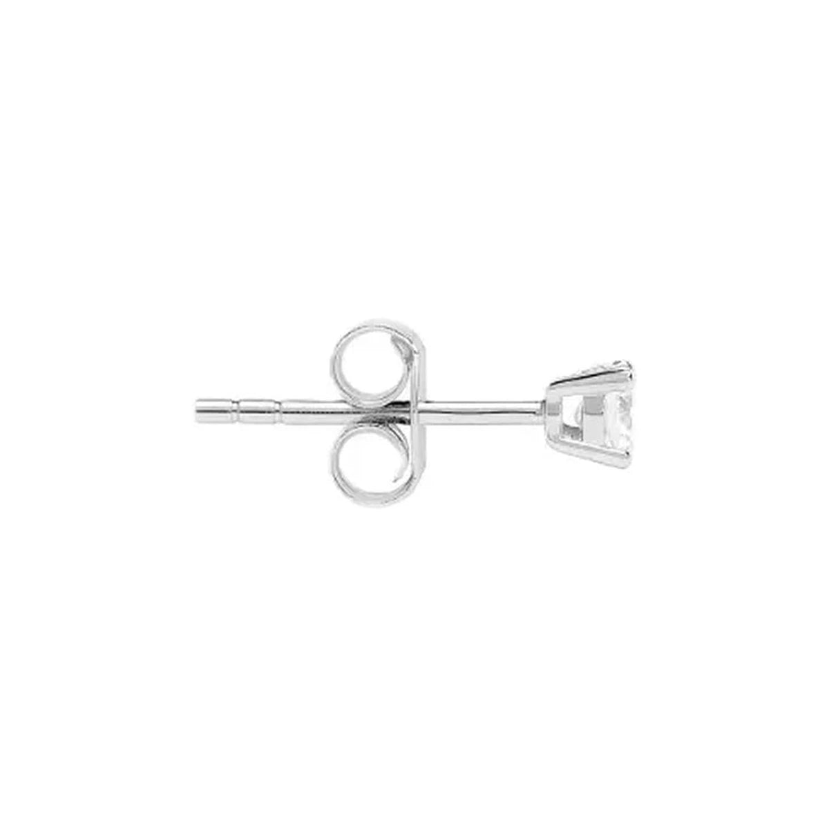 Pendiente Circonita Redonda 1,5 mm de Plata 925 en plateado, de perfil