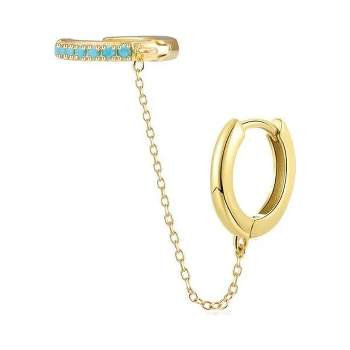 Pendiente Cadena Dos Aros y Circonitas - Cobalto Accesorios , Joyería Valencia