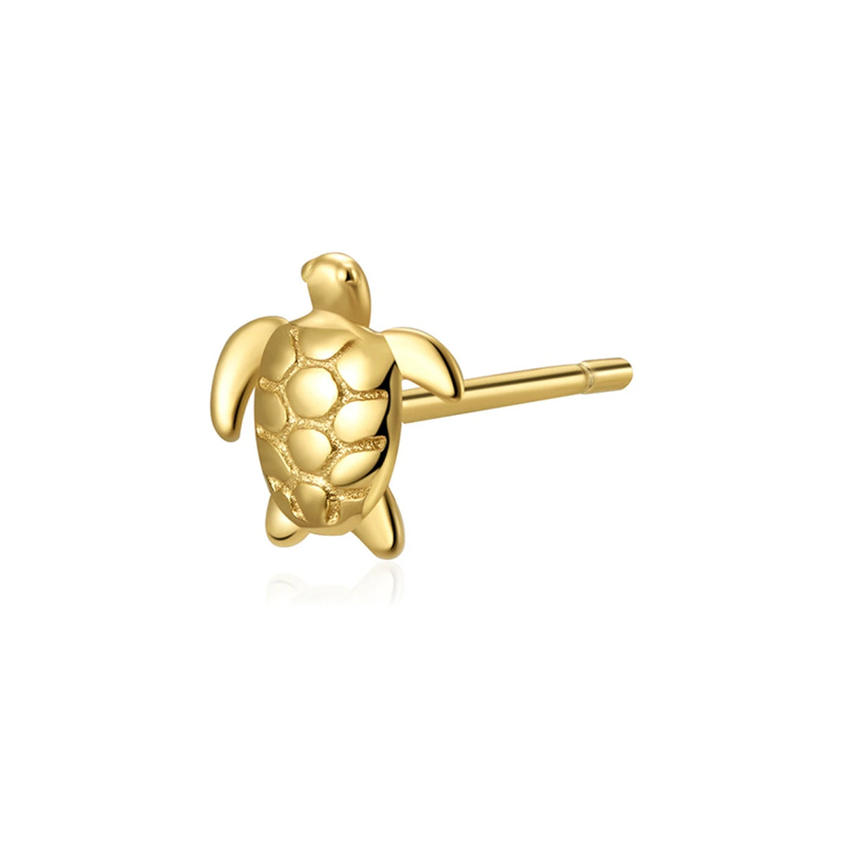 Pendiente Tortuga Plata de Ley 925 y Baño de Oro en dorado, tortuga con el perno hacia la derecha
