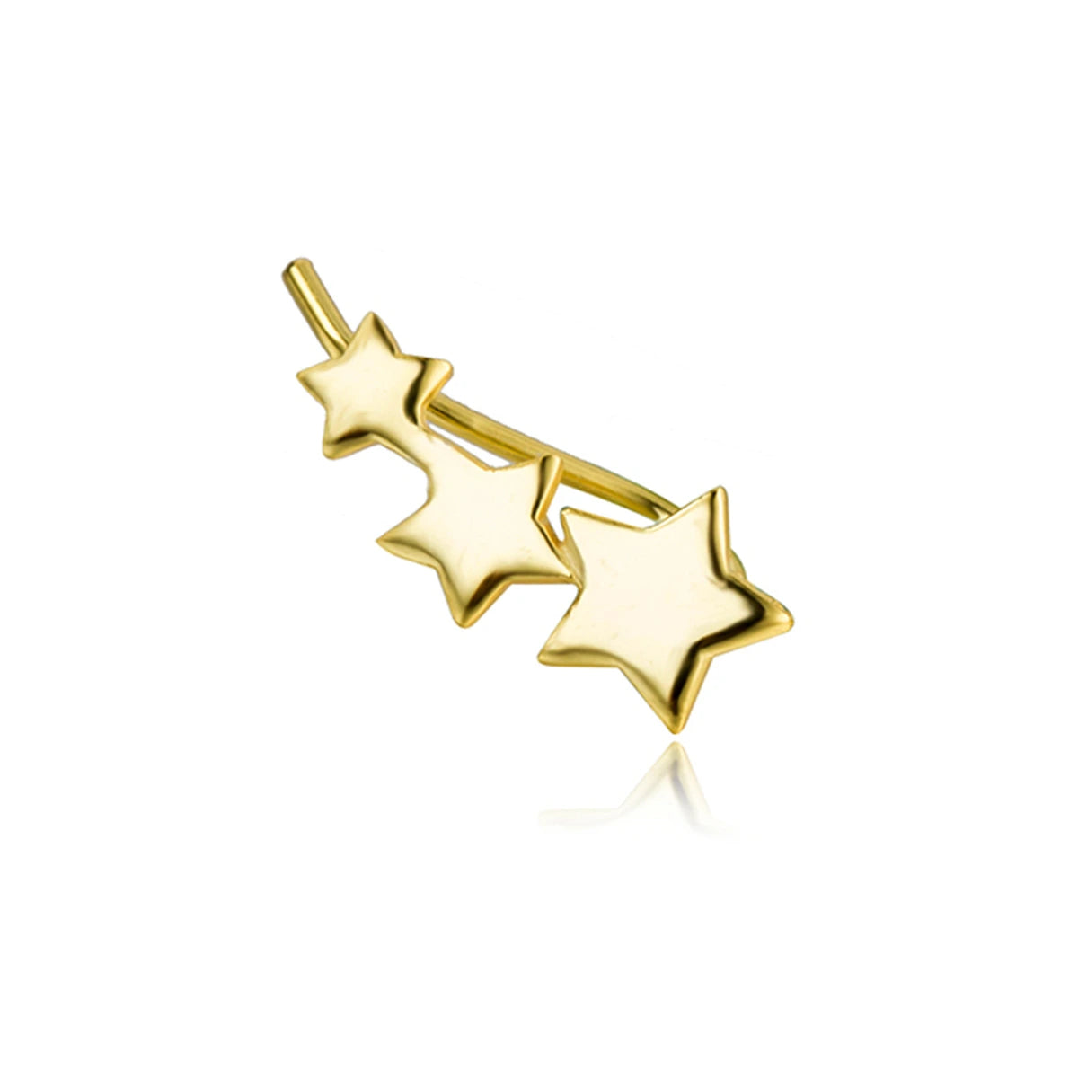 Pendiente Trepador 3 Estrellas 14mm en dorado, tres estrellas ascendentes hacia la izquierda