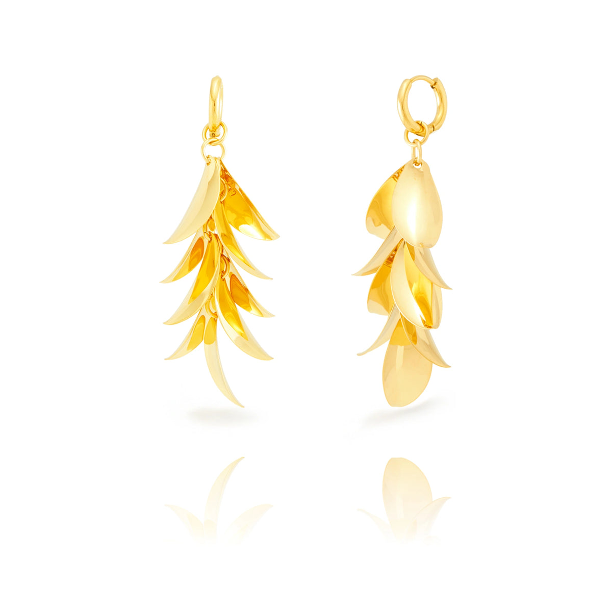Pendientes Aro con Hojas Colgando