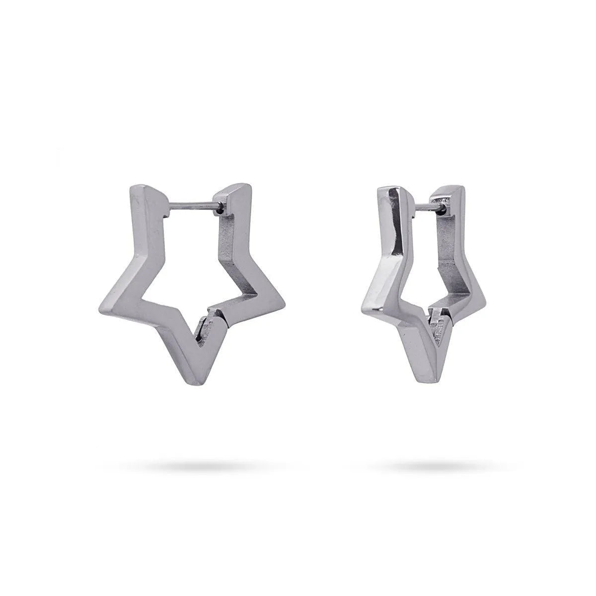 Vista adicional de pendientes aros en forma de estrella, accesorio moderno para diario