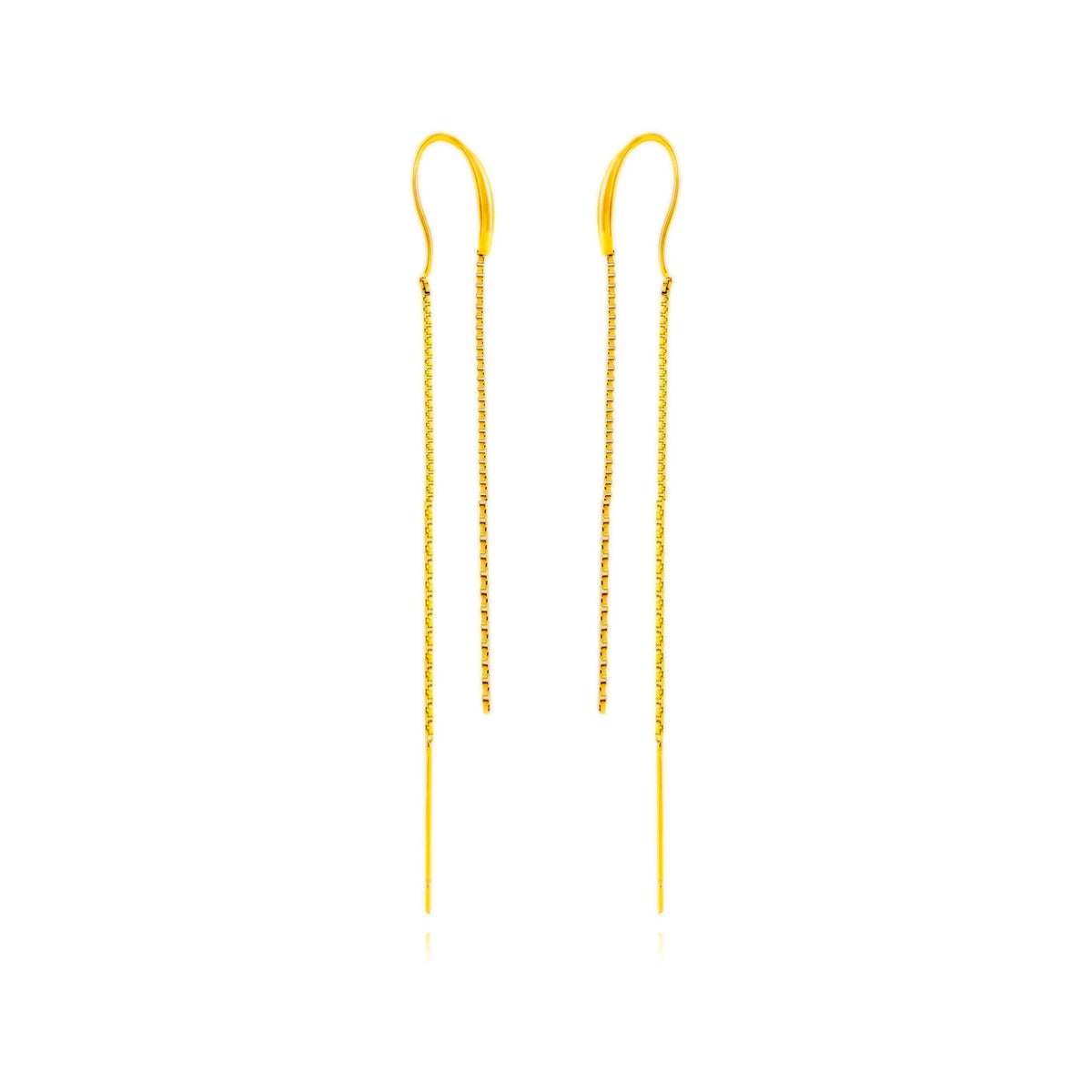 Pendientes Cadena Larga Acero Inoxidable Baño Oro 18K