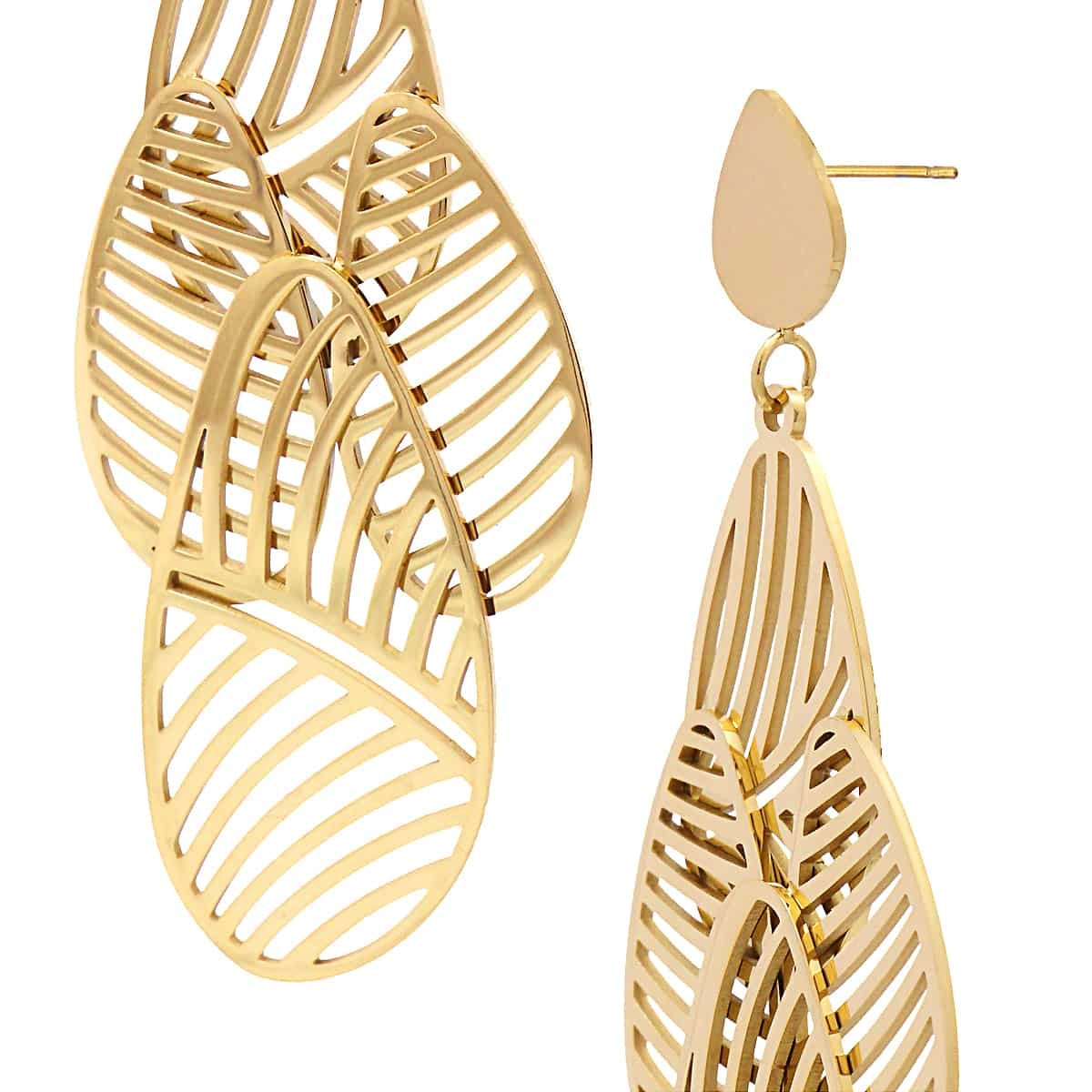 Pendientes Luxor - Diseño de Hojas Caladas en Acero