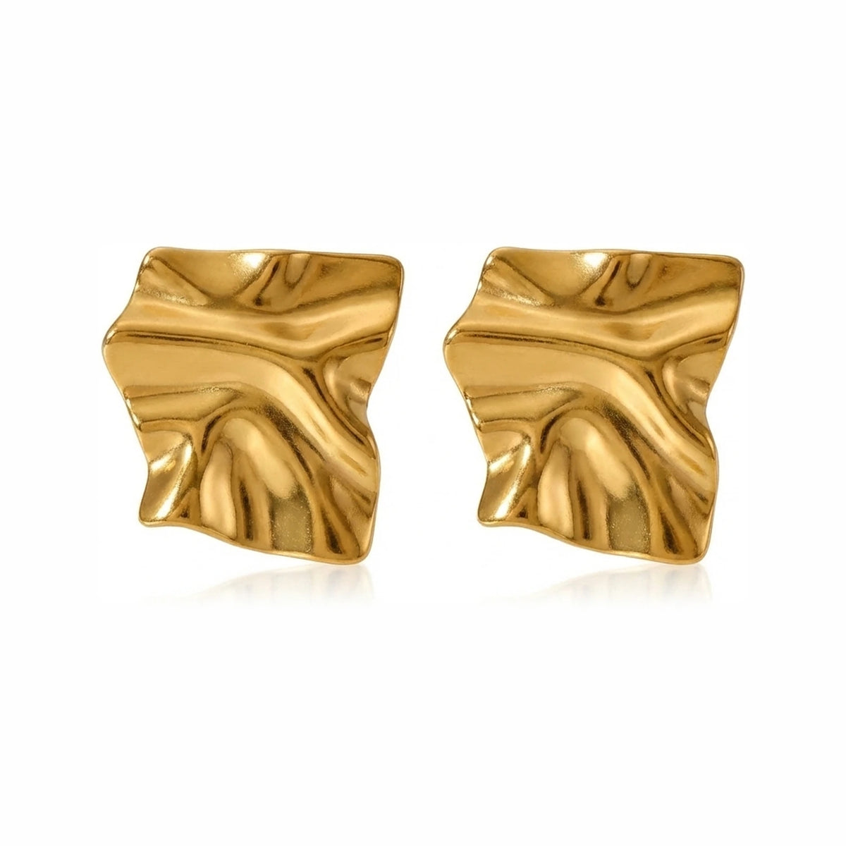 Pendientes Orgánicos Cuadrados, pareja de cuadrados con relieve irregular
