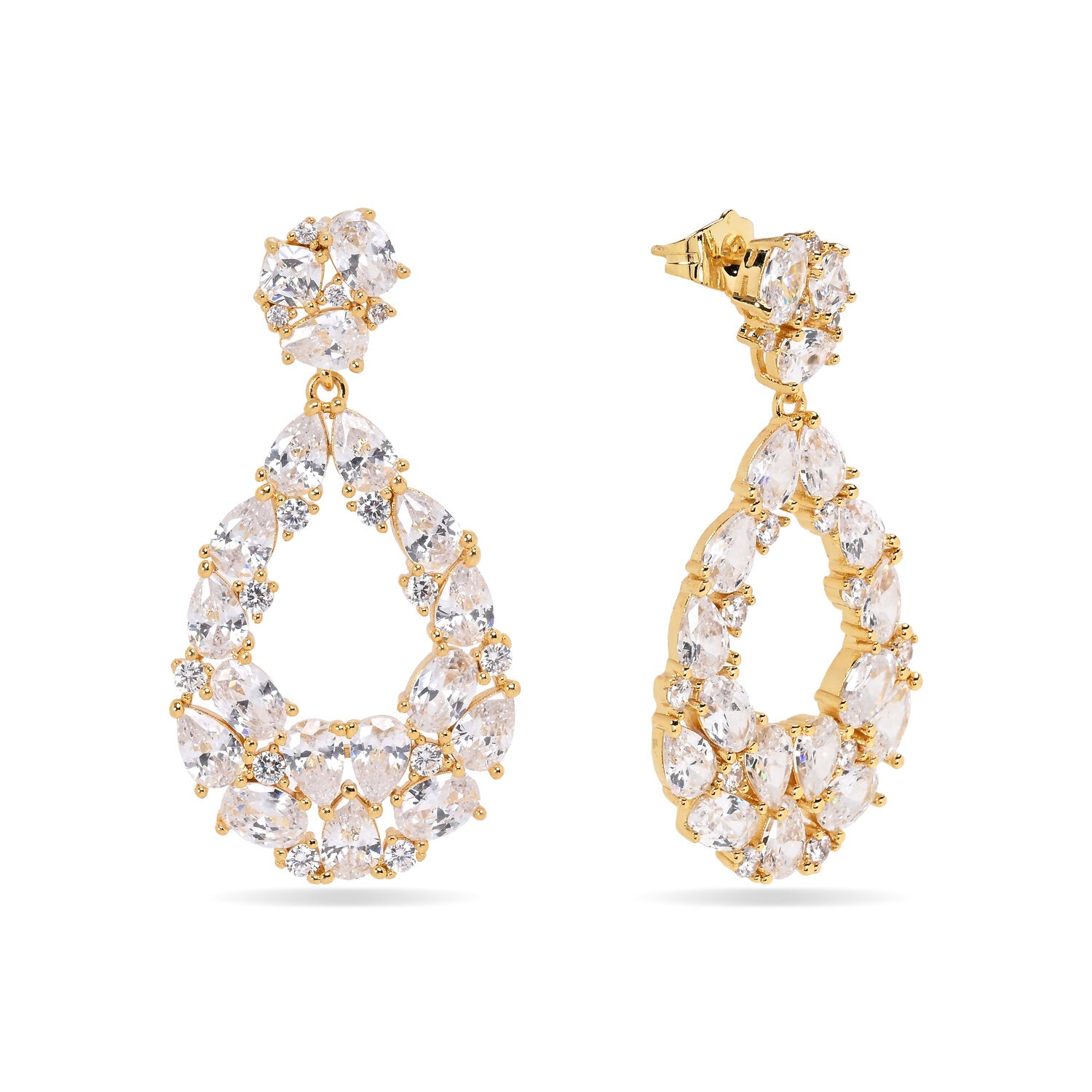Pendientes Prisma blancos con circonitas y baño en oro de 18K de Cobalto Accesorios