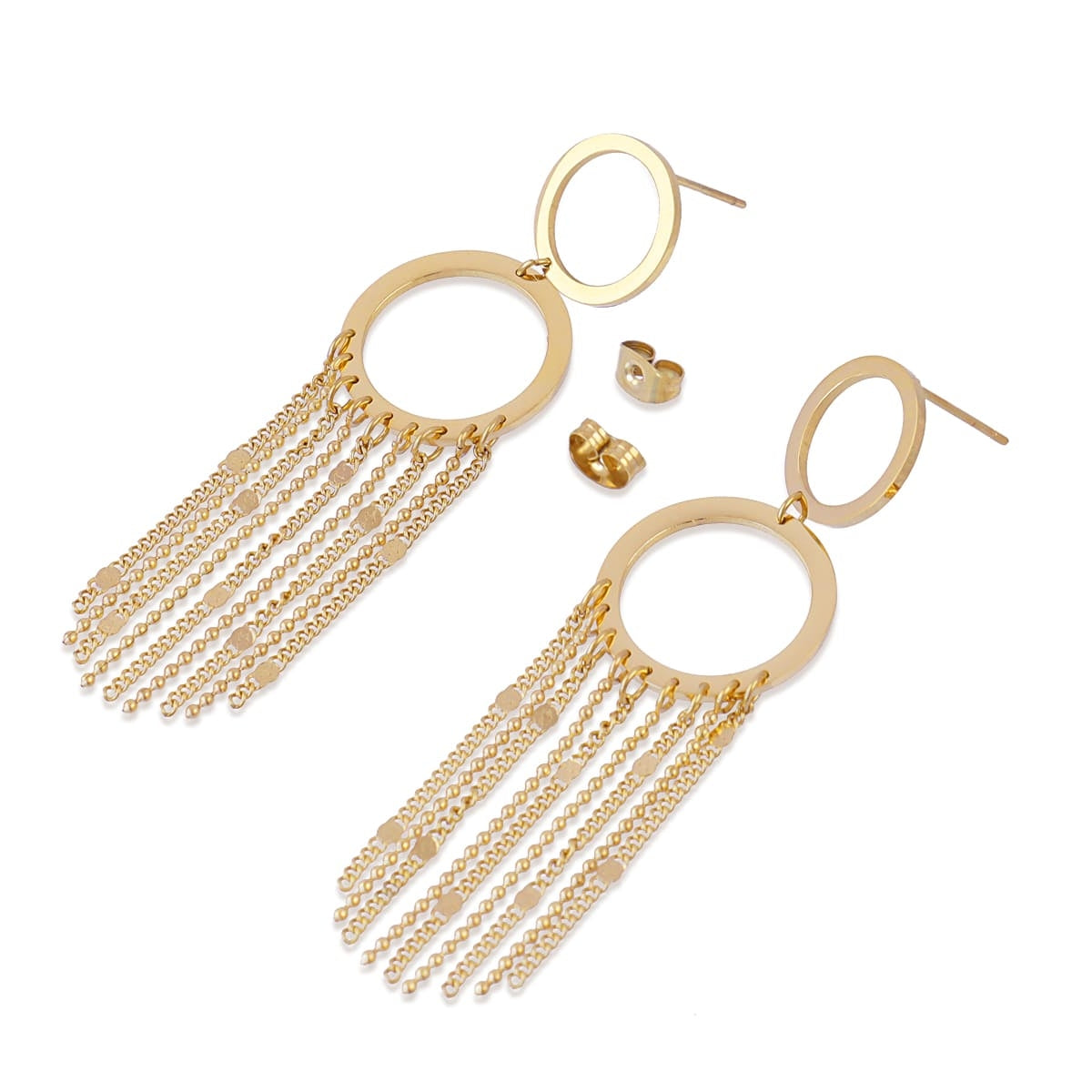 Vista superior de los pendientes Rainfall Aura con cierres incluidos
