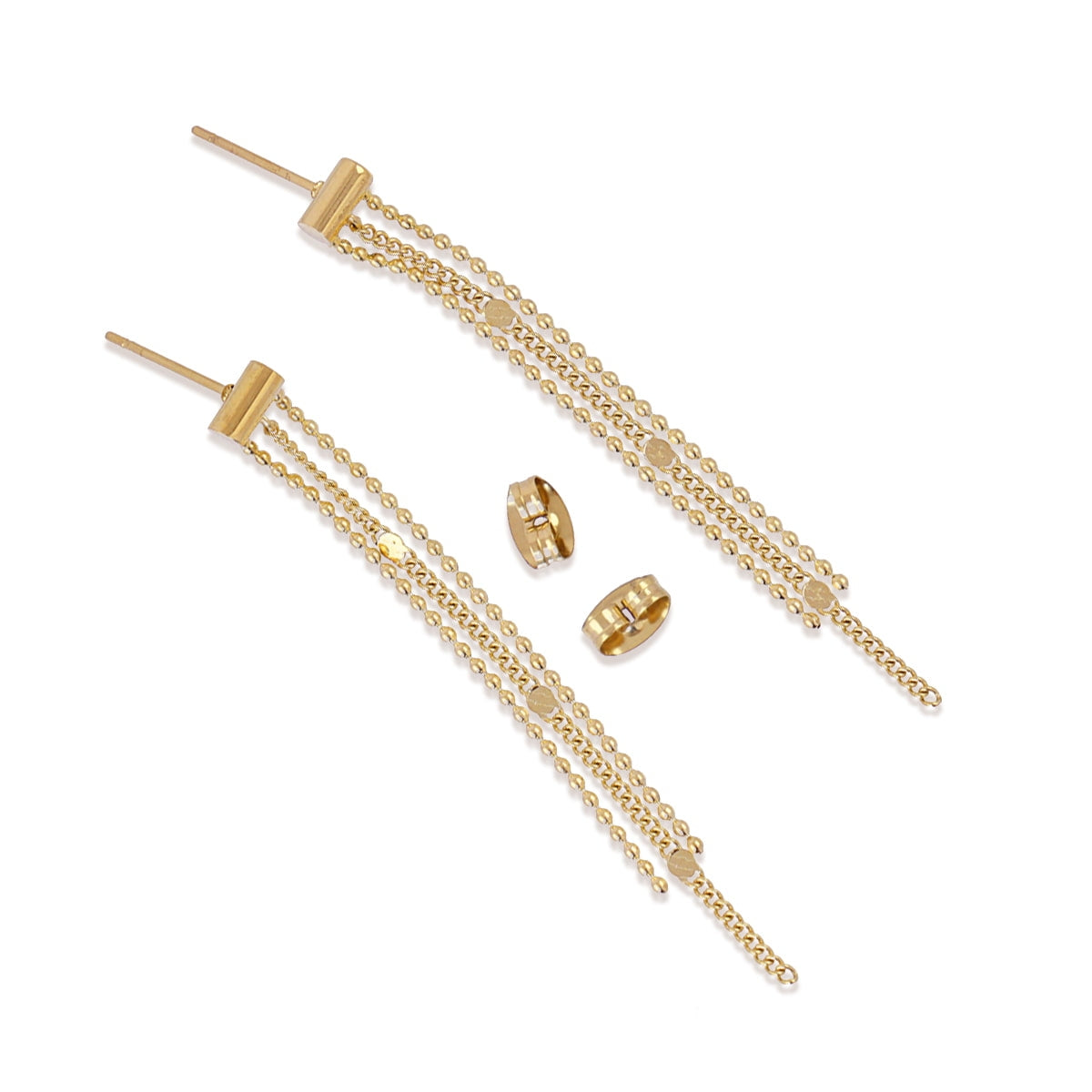 Vista detalle de los pendientes Rainfall Glintsy desmontados con tuerca