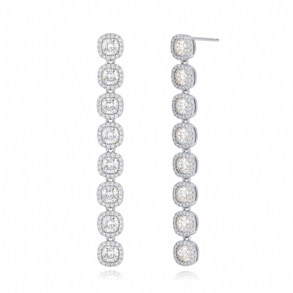 Pendientes Riviera en plata rodiada con circonitas brillantes