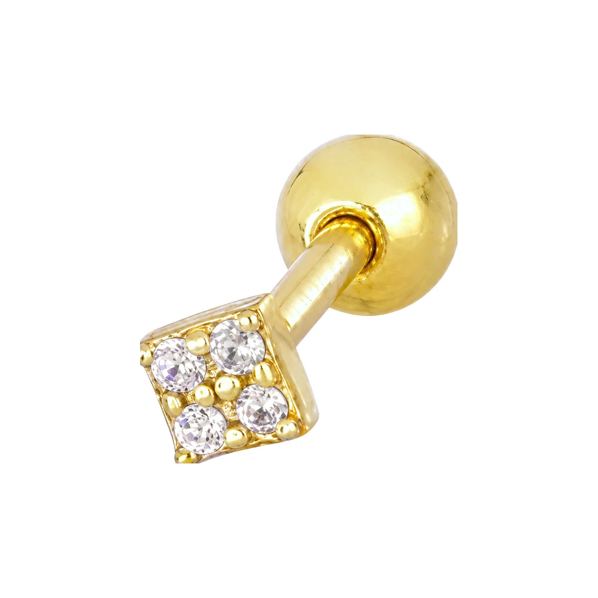 Piercing Cuadrado Circonitas de Plata 925 en dorado, una pieza