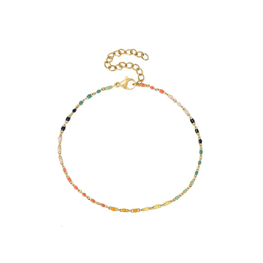 Pulsera Bolitas de Acero con Esmalte y Baño en Oro 18k - Cobalto Accesorios , Joyería Valencia