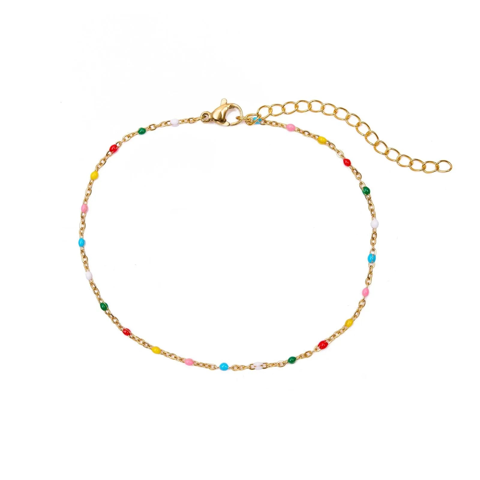 Pulsera Bolitas de Acero con Esmalte y Baño en Oro 18k - Cobalto Accesorios , Joyería Valencia