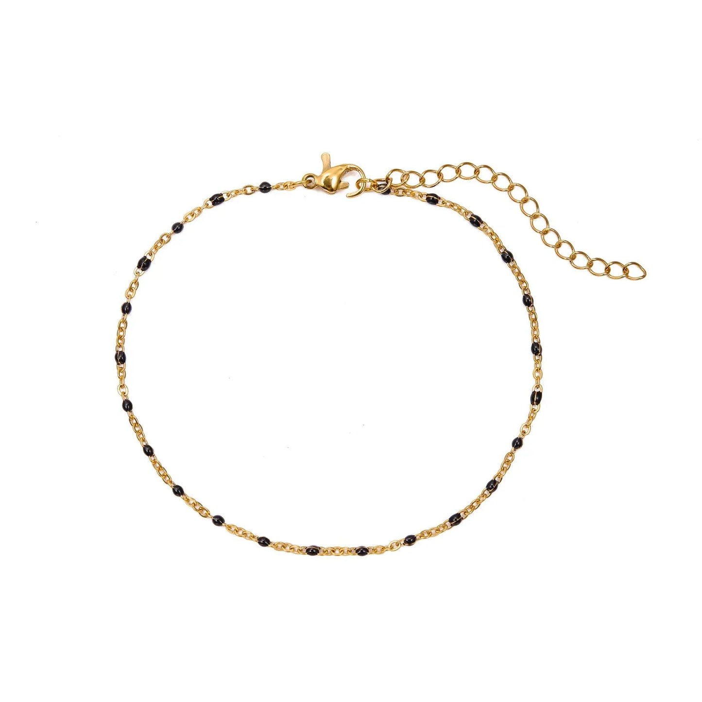 Pulsera Bolitas de Acero con Esmalte y Baño en Oro 18k - Cobalto Accesorios , Joyería Valencia