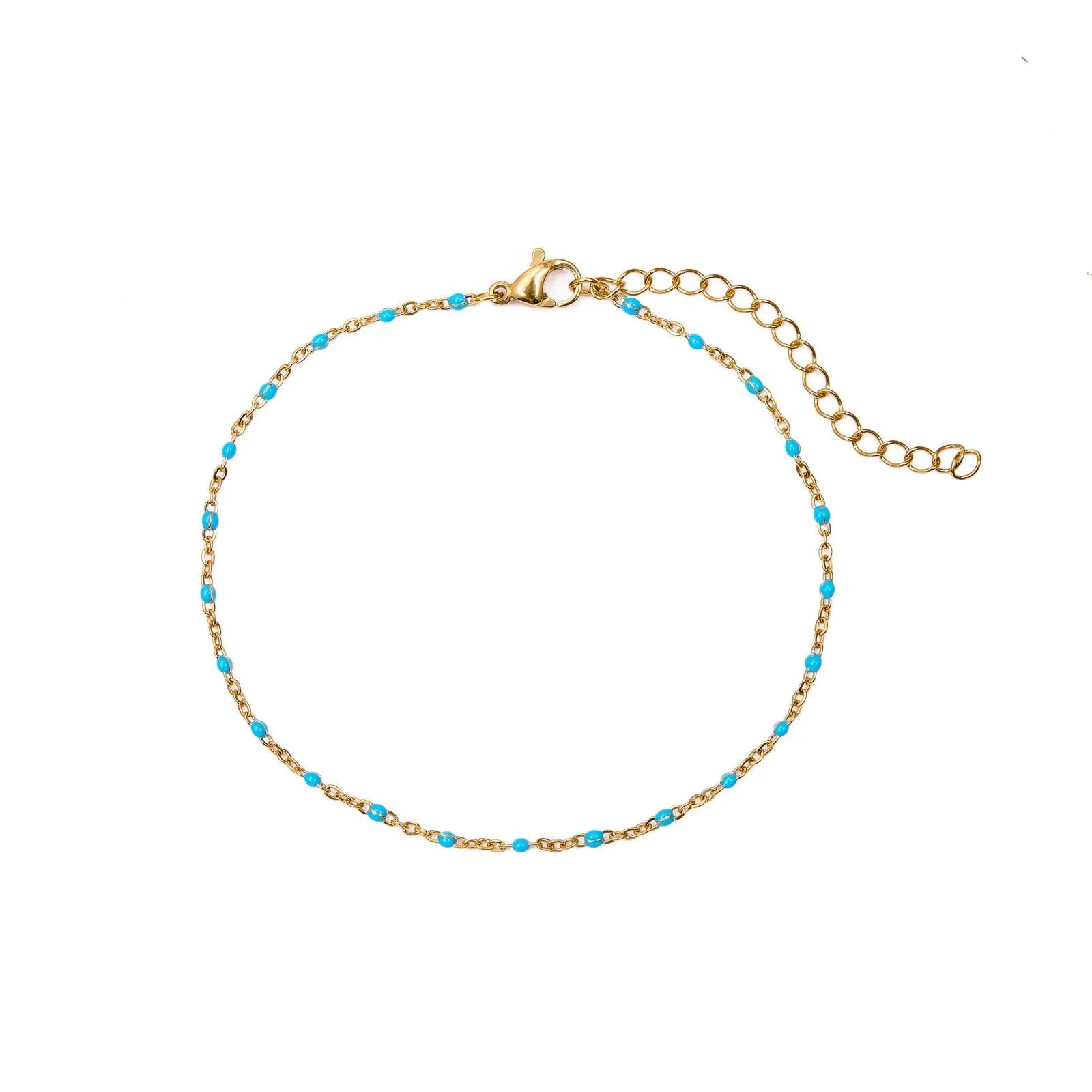 Pulsera Bolitas de Acero con Esmalte y Baño en Oro 18k - Cobalto Accesorios , Joyería Valencia