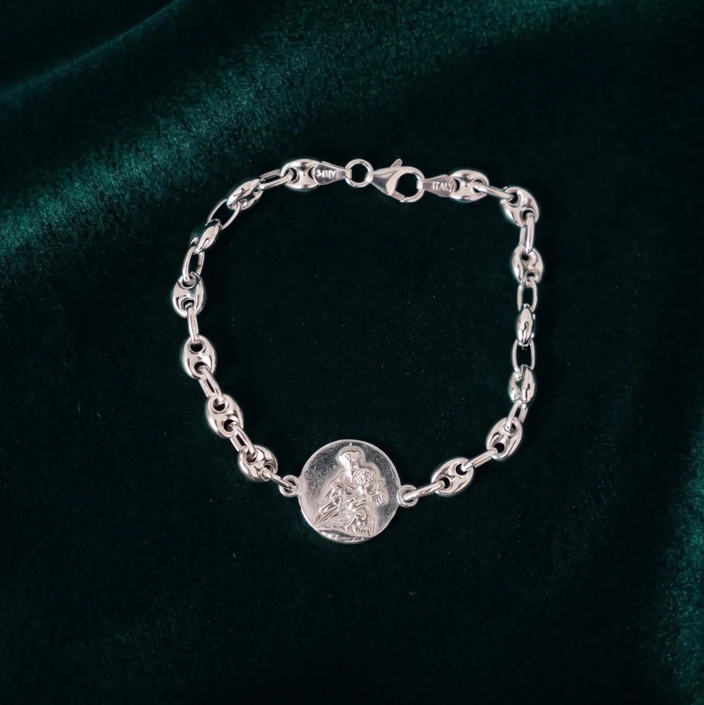 Pulsera Escapulario Virgen del Carmen y Sagrado Corazón