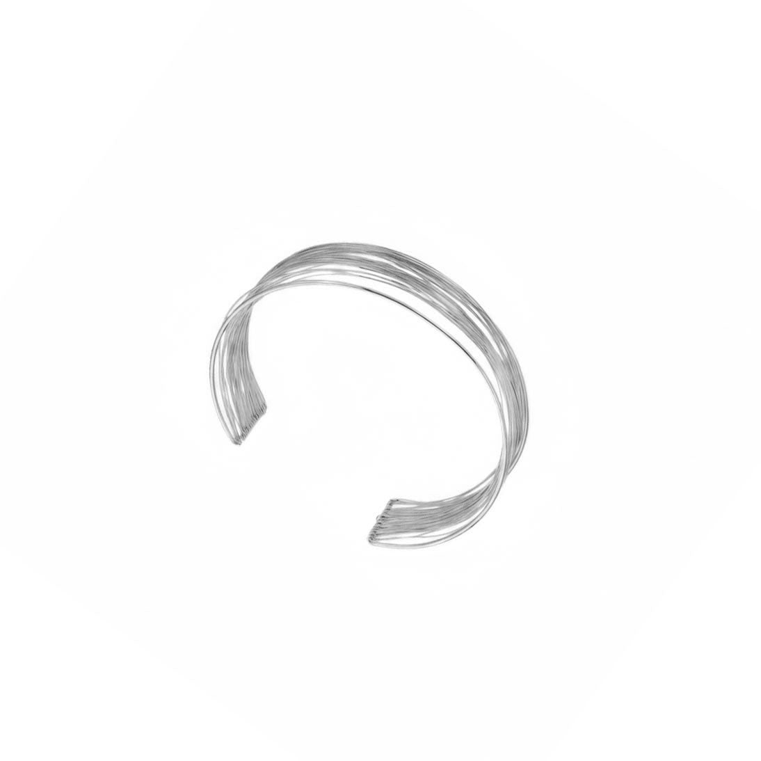 Pulsera esclava ajustable de hilos entrelazados 30 mm en acero inoxidable 316L color plata