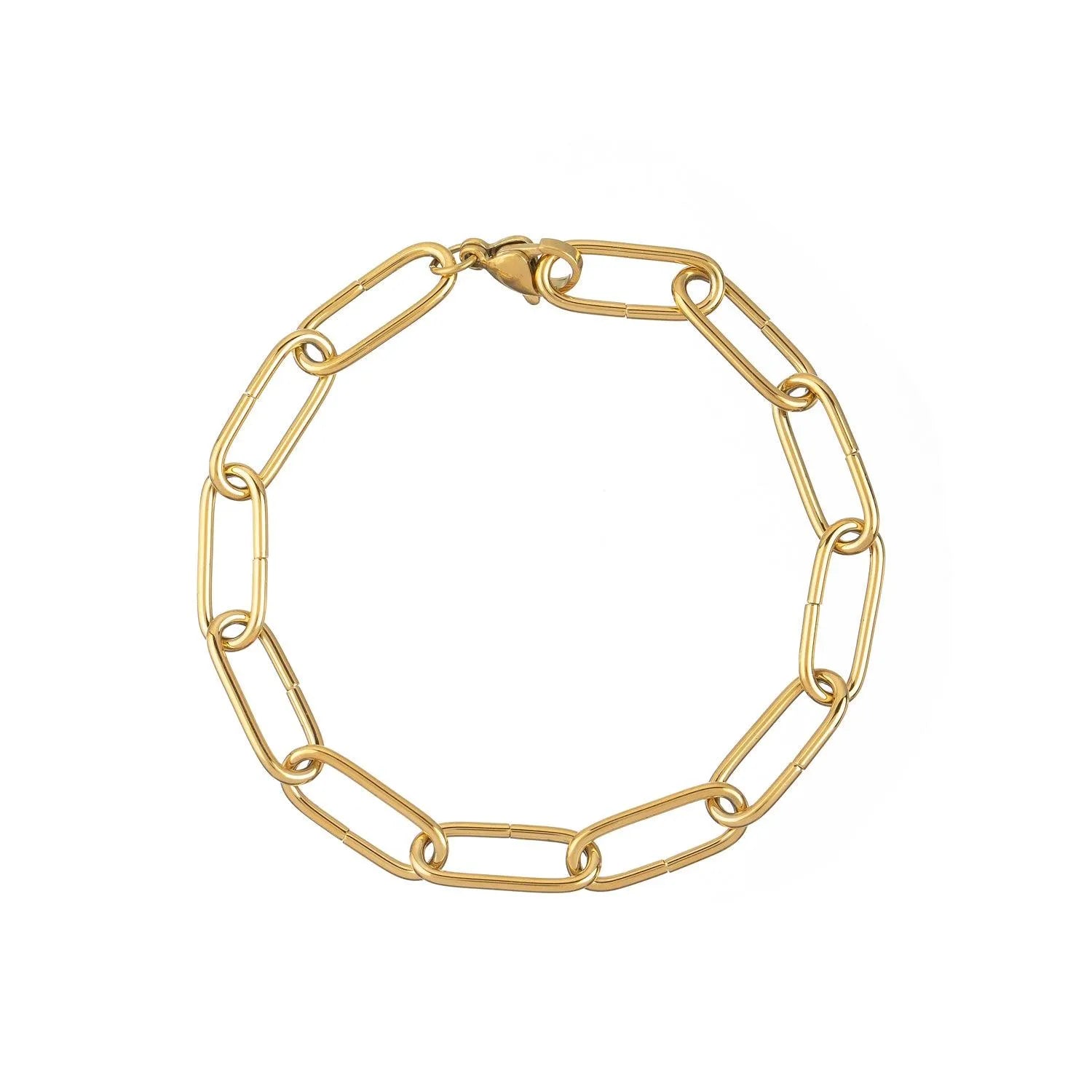 Pulsera de eslabones en acero con baño de oro de 18k, diseño elegante y versátil