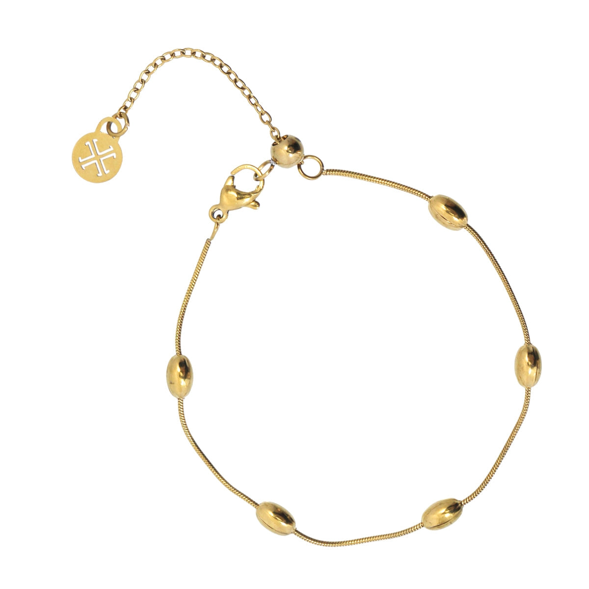 Pulsera Golden Pebbles dorada con cuentas lisas en acero quirúrgico