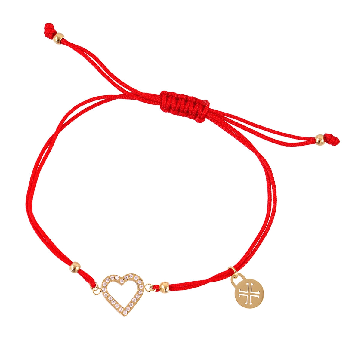 Pulsera Infinity Love roja ajustable con corazón de acero y circonitas