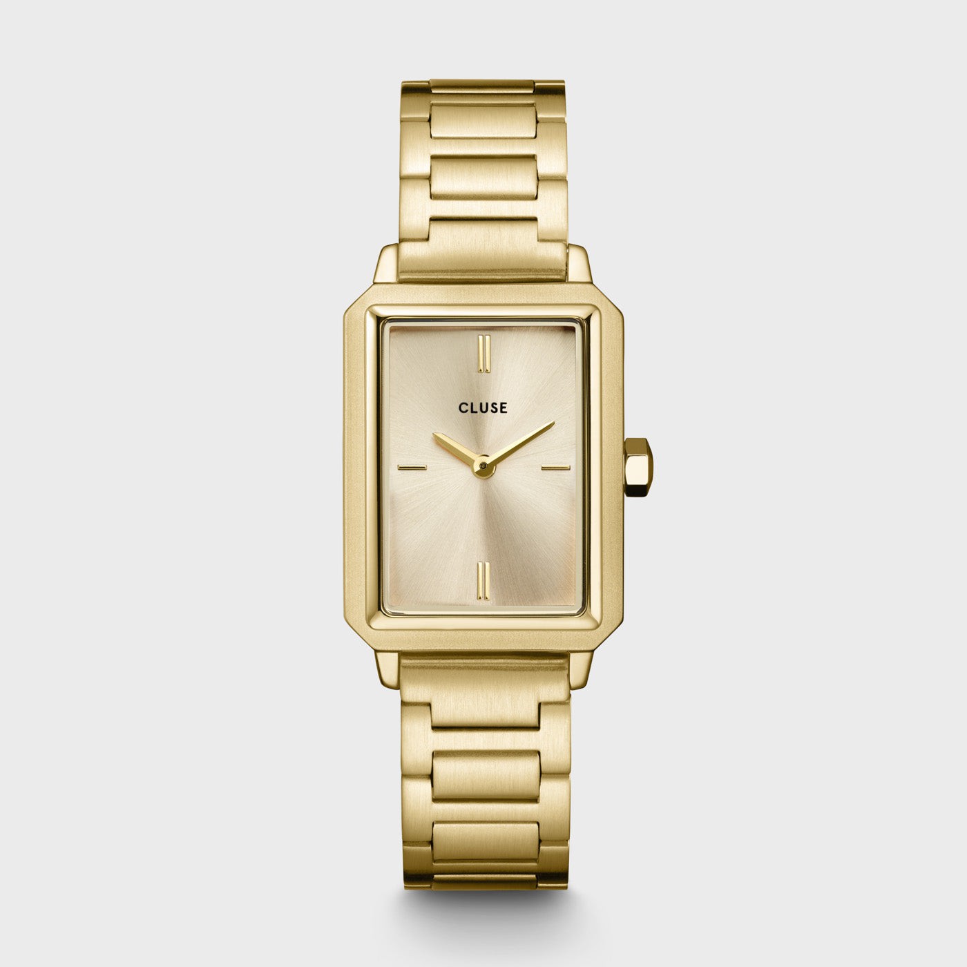 Reloj Cluse Fluette Full Gold en vista frontal, diseño dorado elegante