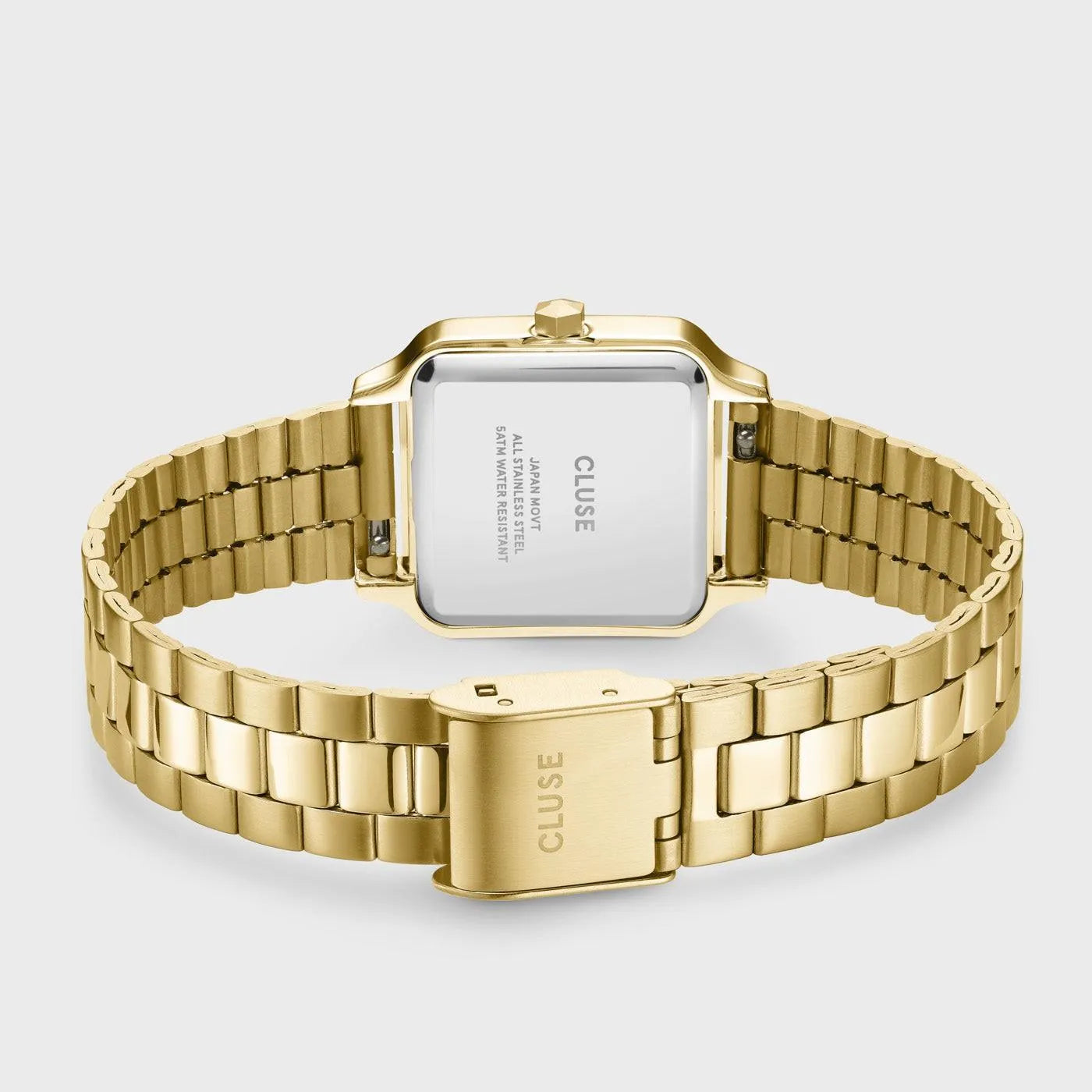 Reloj Cluse Gracieuse Petite dorado visto de cerca, acabado metálico elegante