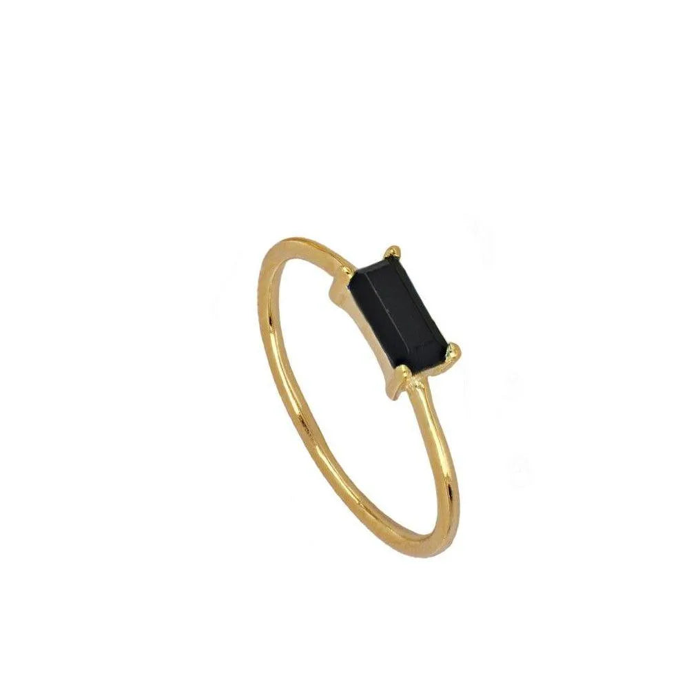 Anillo con circonita baguette de colores, diseño brillante y elegante