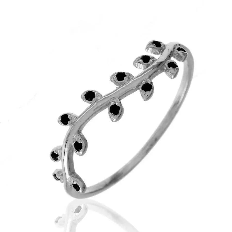 Anillo Hojas Negras Plata 925 - Cobalto Accesorios , Joyería Valencia