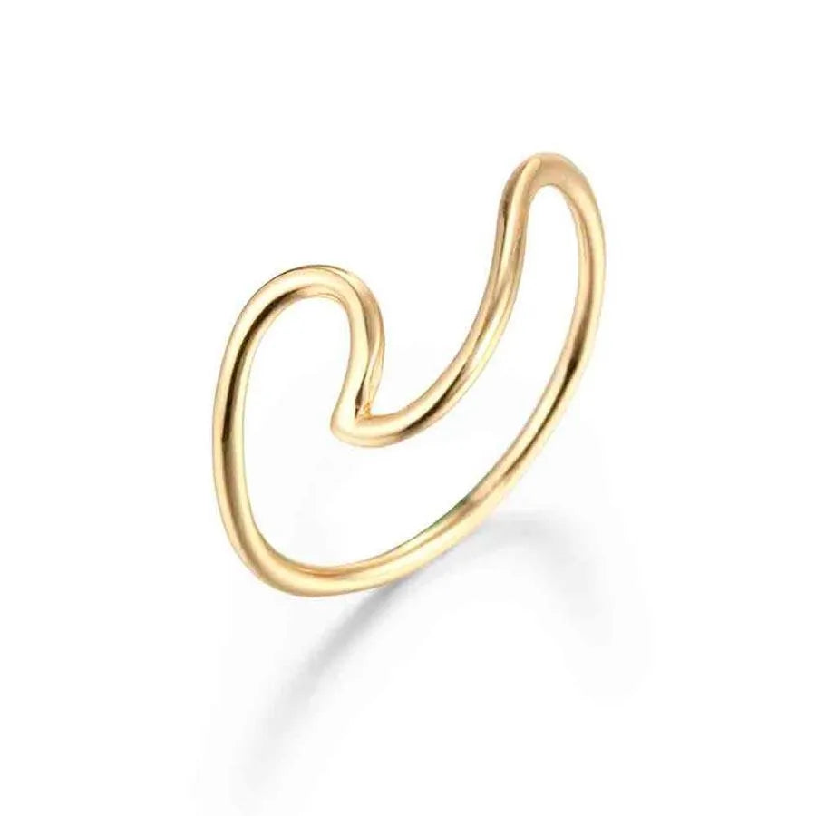 Anillo Ola en plata de ley 925, diseño suave con forma ondulada y elegante