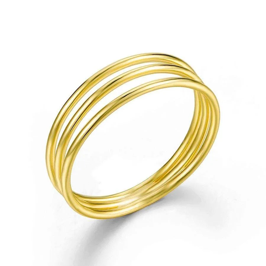 Anillo triple en plata de ley 925, diseño con tres líneas y acabado elegante
