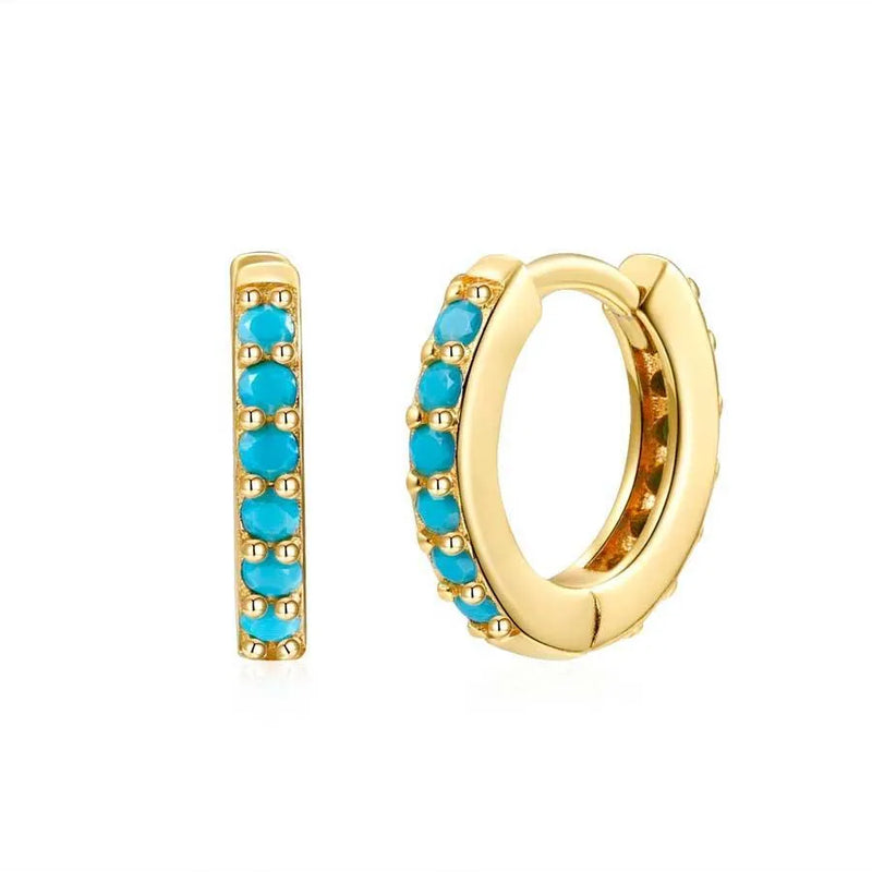 Aro 11 mm Circonitas de Colores en Dorado - Cobalto Accesorios