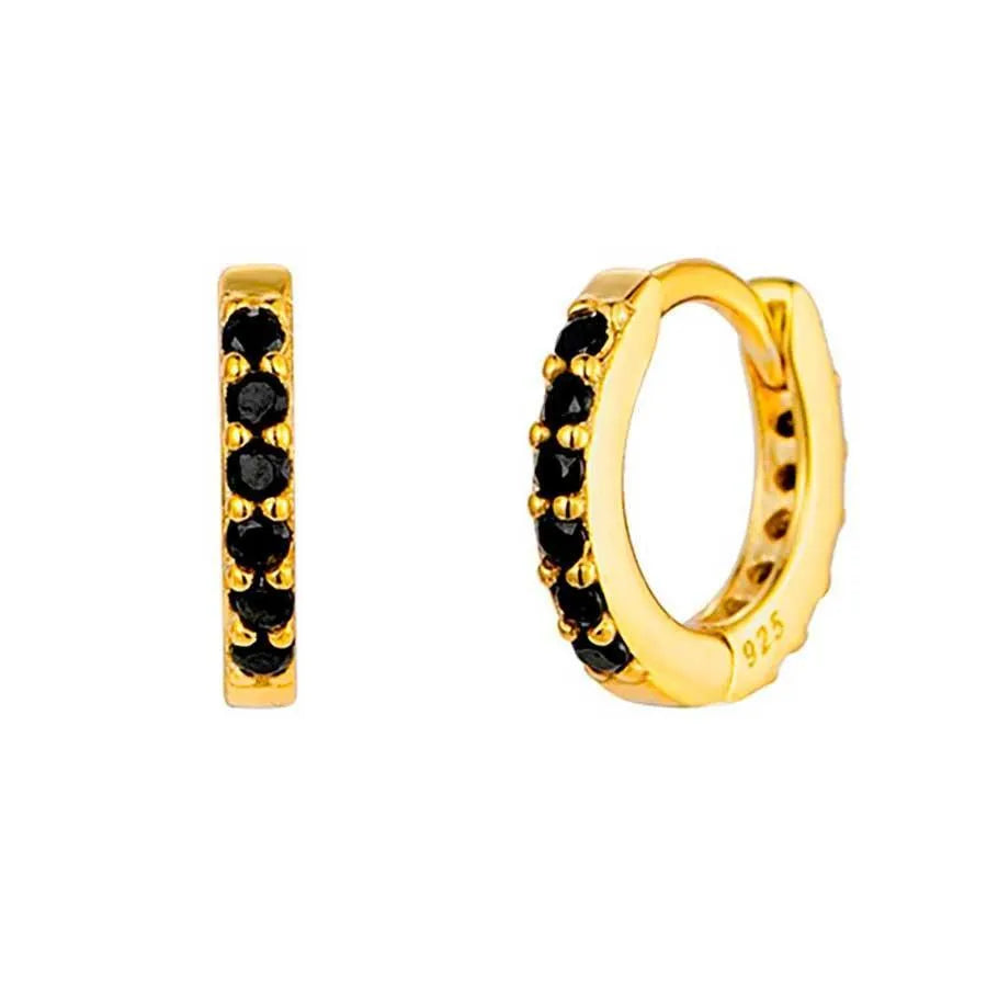 Aro de 11 mm con circonitas negras, diseño pequeño con contraste elegante y actual