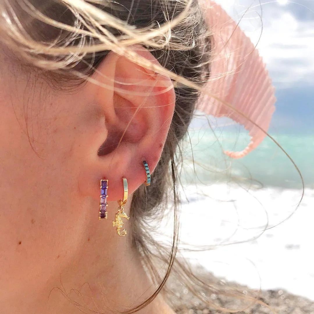 Aro Circonitas Baguette (+Colores) - Cobalto Accesorios , Joyería Valencia