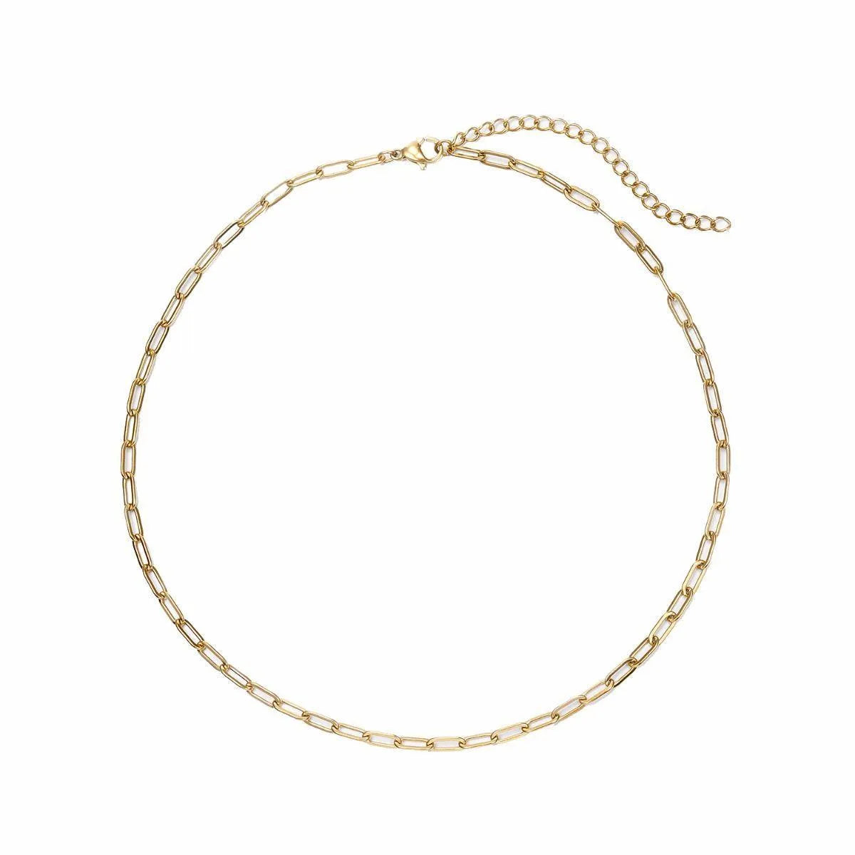 Collar de cadena alargada de acero de 8 mm bañado en oro, diseño con presencia