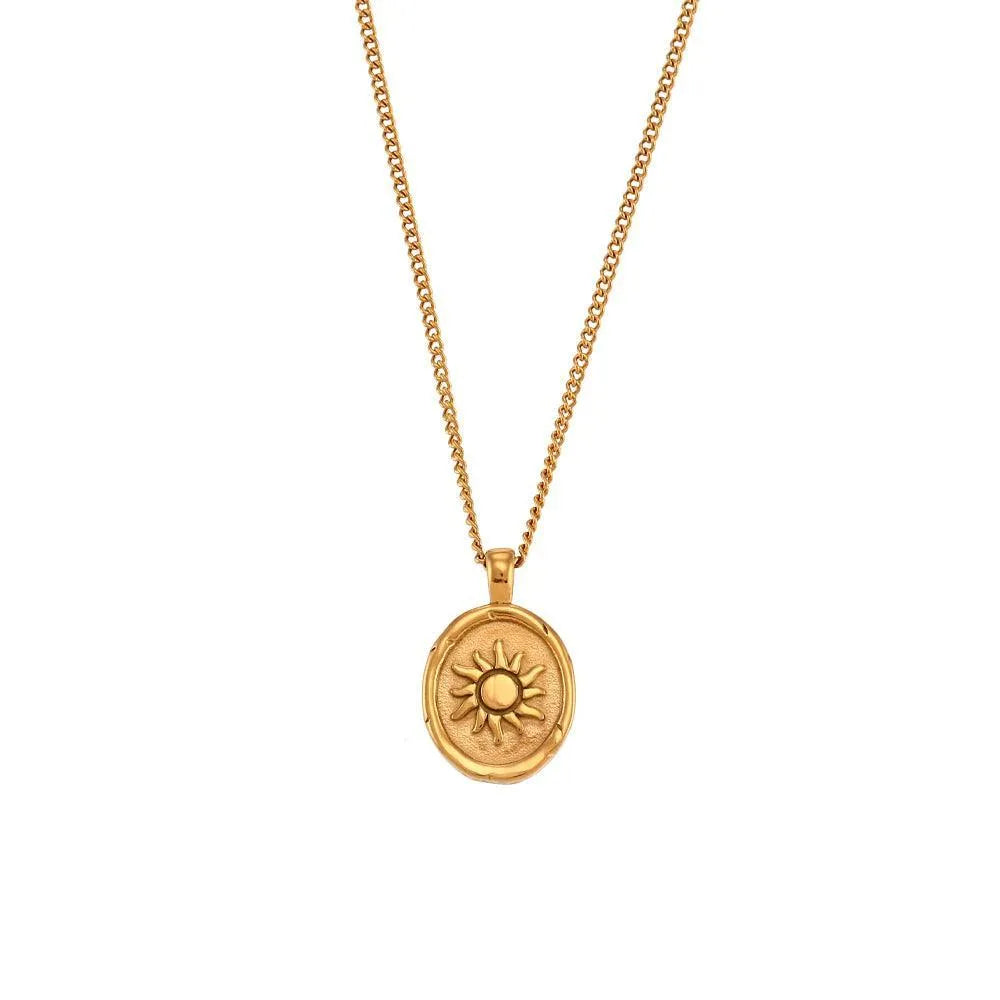 Collar Sol y Luna con colgantes dorados, diseño delicado de inspiración celestial para diario
