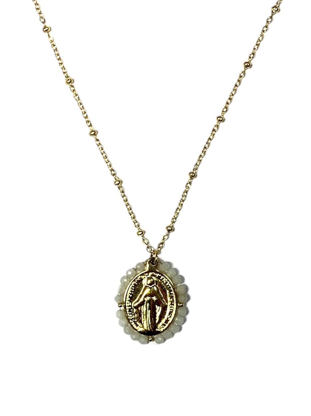 Collar Virgen Milagrosa y Piedras - Cobalto Accesorios