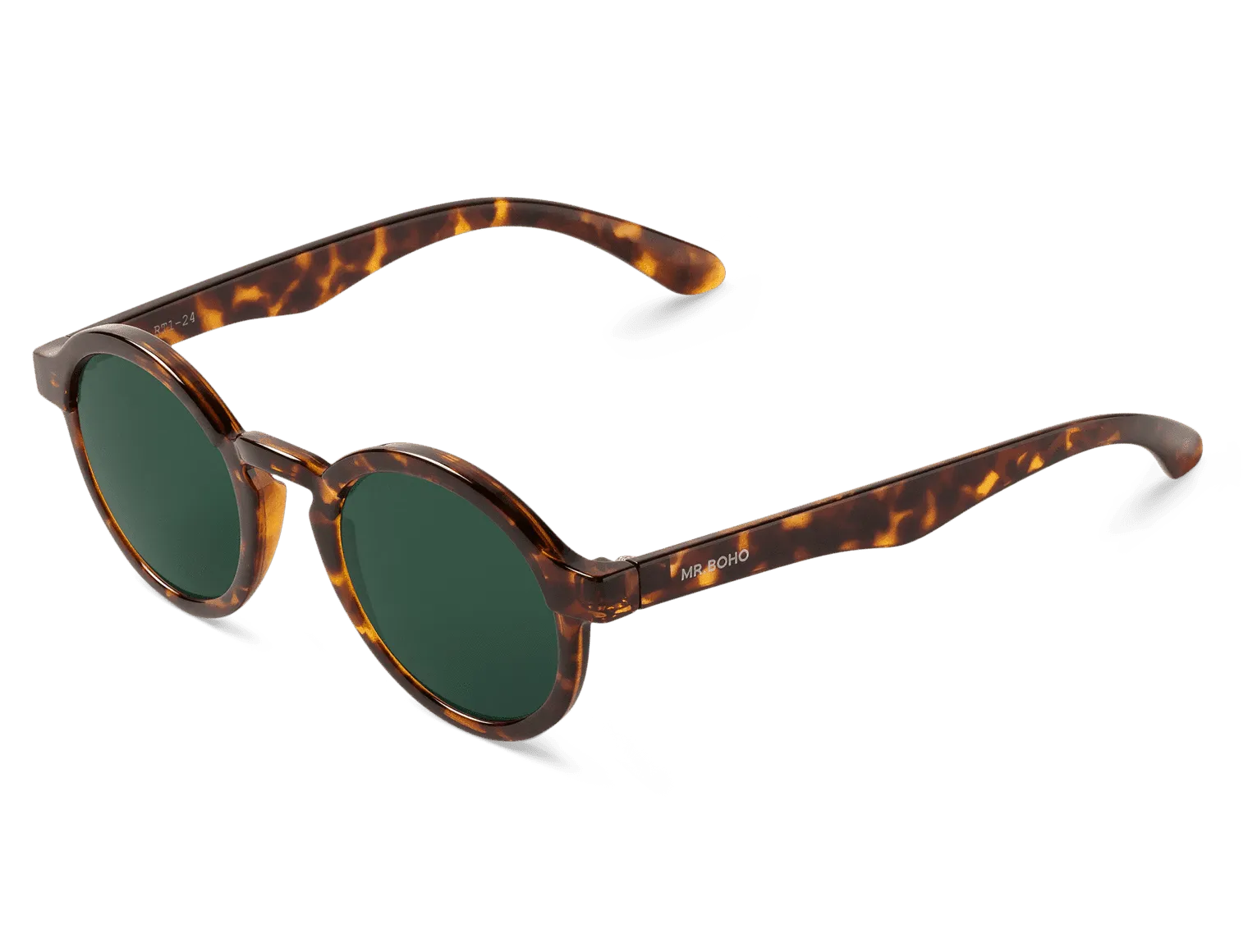 Gafas de sol Mr. Boho DALSTON Cheetah Tortoise en vista lateral, detalle de la montura
