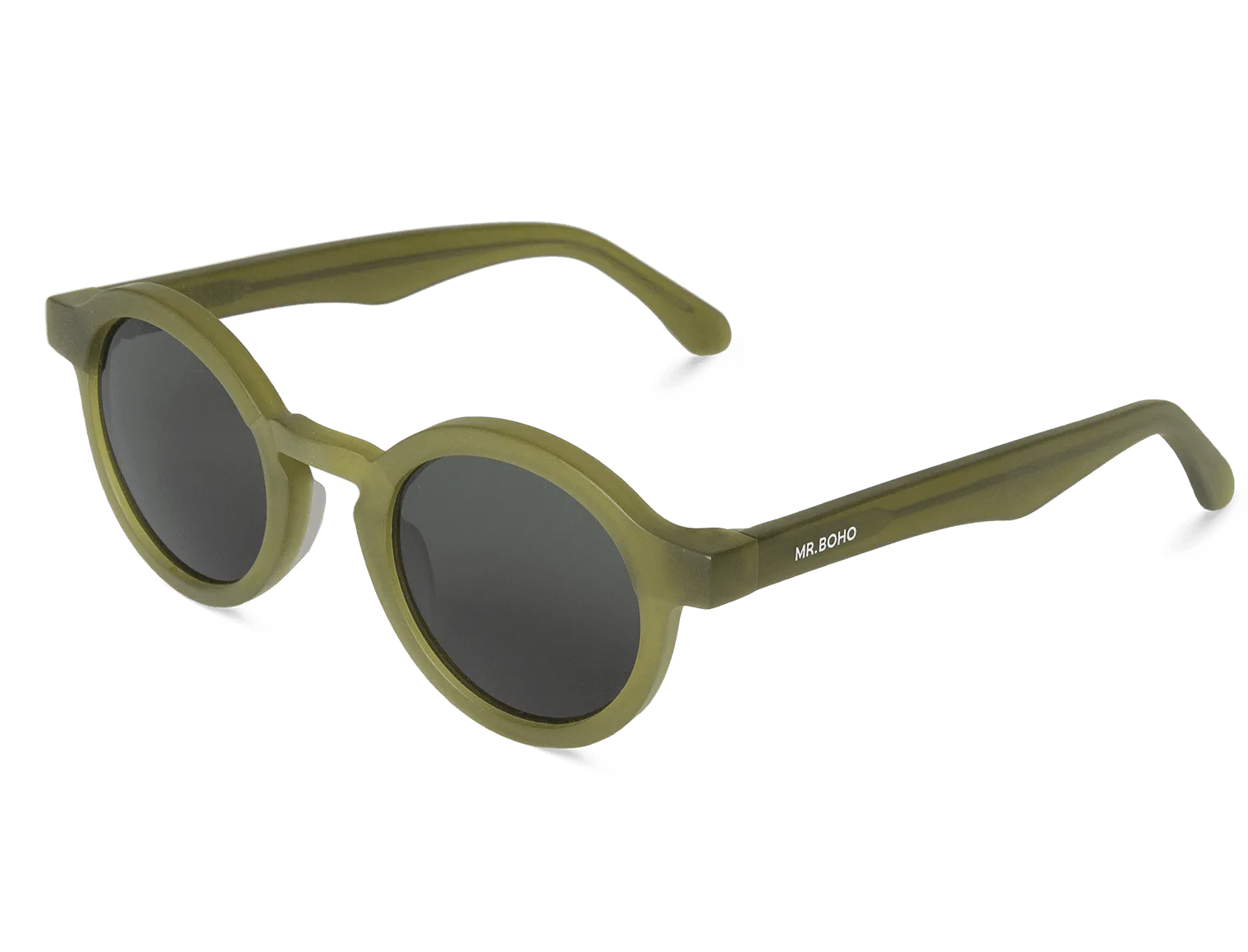 Gafas de sol Mr. Boho DALSTON Matte Basil en vista lateral, detalle de la montura