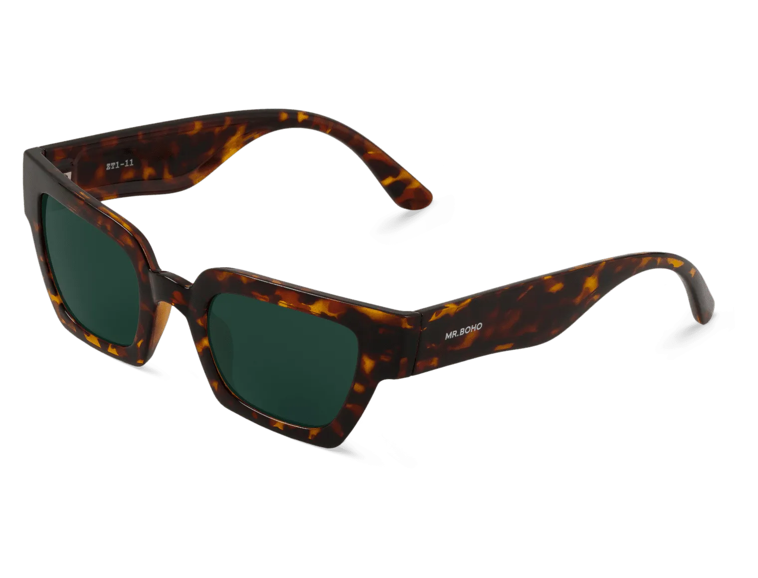 Gafas de sol Mr. Boho FRELARD Cheetah Tortoise en vista lateral, detalle de la patilla