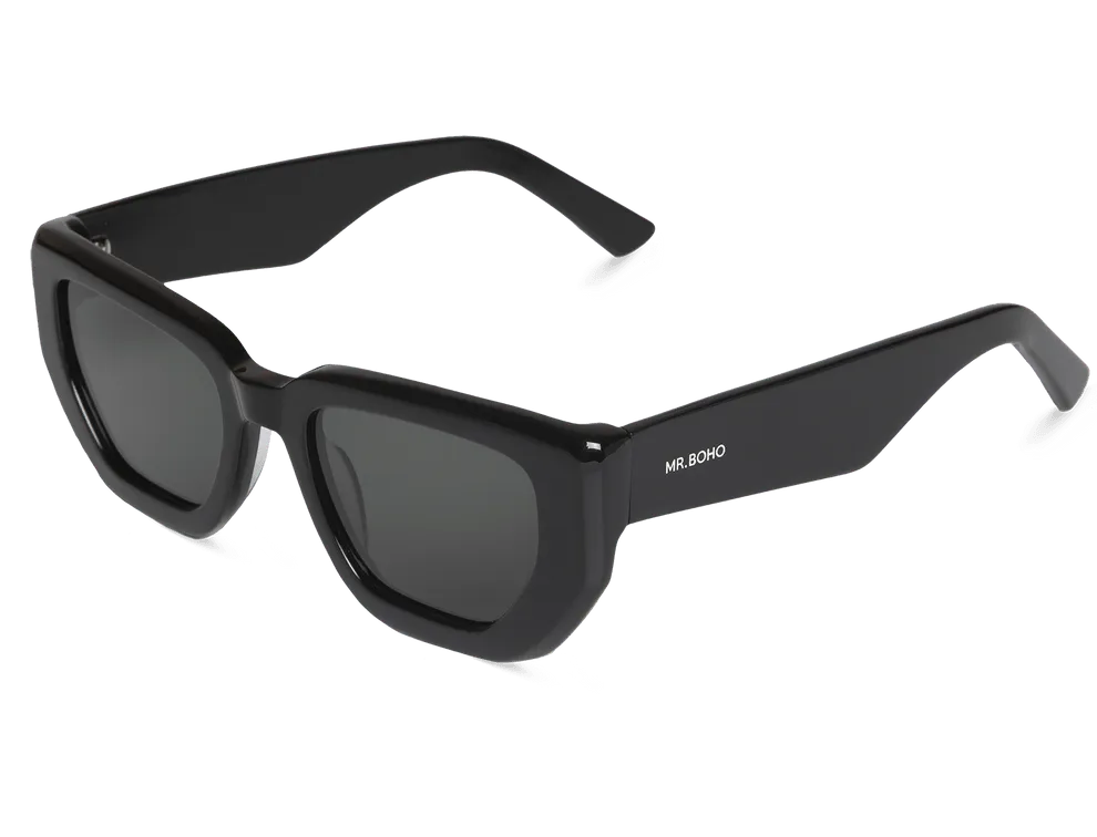 Gafas de sol Mr. Boho MADALENA Black en vista lateral, detalle de la patilla