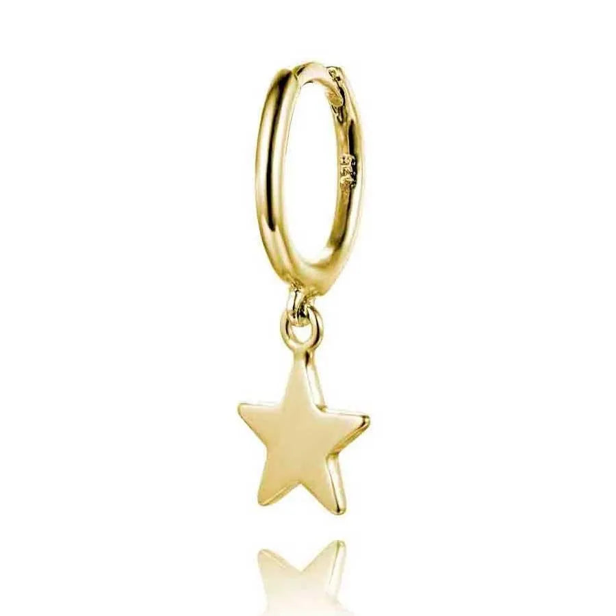 Pendiente aro con estrella colgante, diseño pequeño de inspiración celestial
