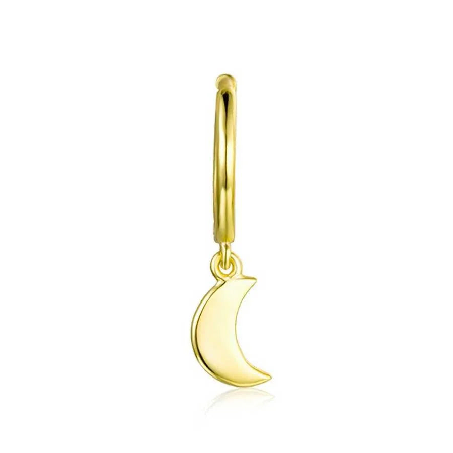 Pendiente aro con luna, diseño pequeño de inspiración celestial para llevar a diario