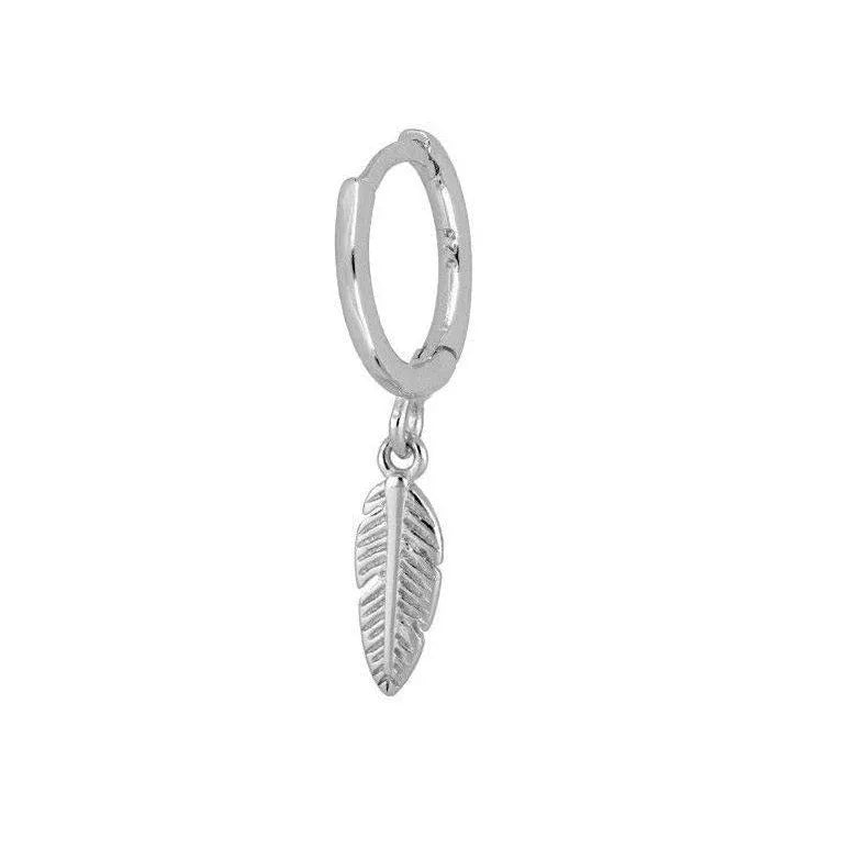 Pendiente Aro Pluma Rayada - Cobalto Accesorios , Joyería Valencia