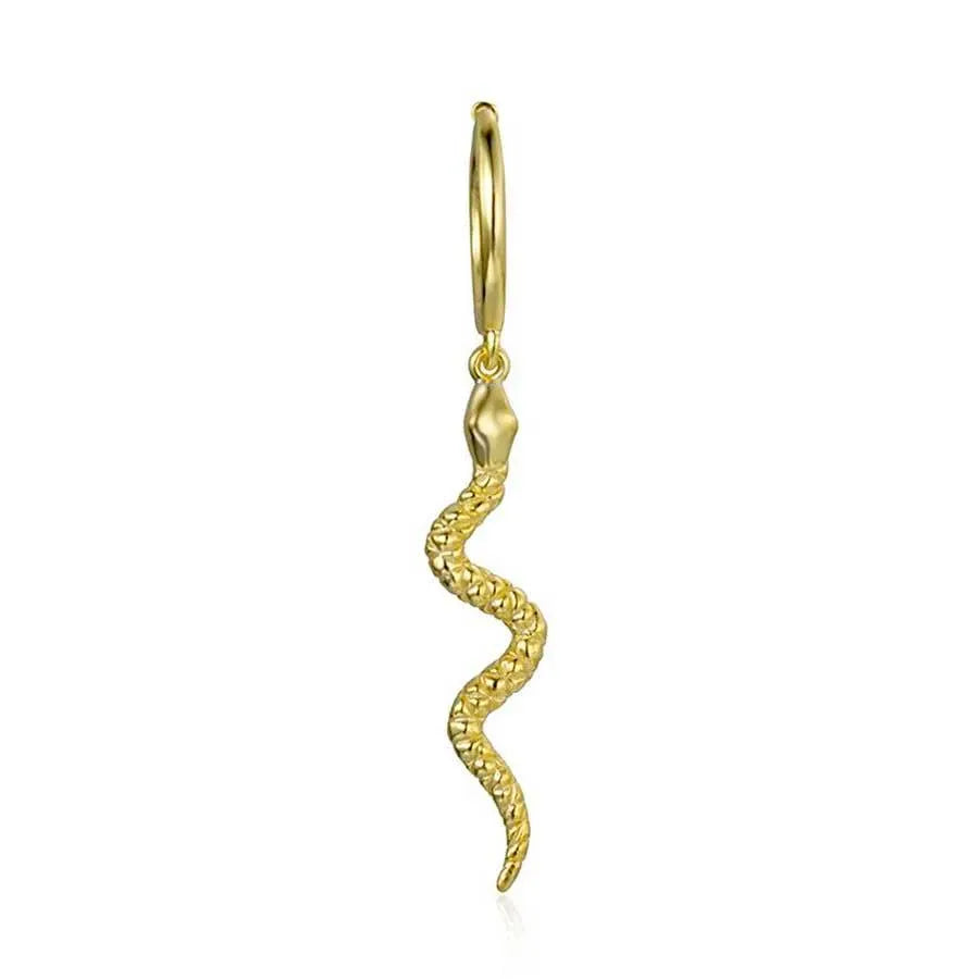 Pendiente Aro Serpiente Larga en Plata y Oro - Cobalto Accesorios , Joyería Valencia